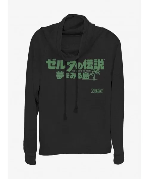 Clearance Nintendo The Legend of Zelda: Link's Awakening Japanese Logo Cowl Neck Long-Sleeve Girls Top $11.14 Tops