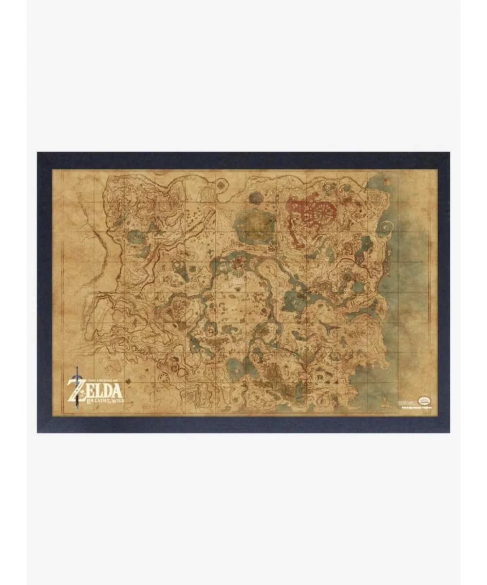 Pre-sale Nintendo Legend of Zelda Breath of the Wild Map Framed Wood Wall Art $8.47 Others