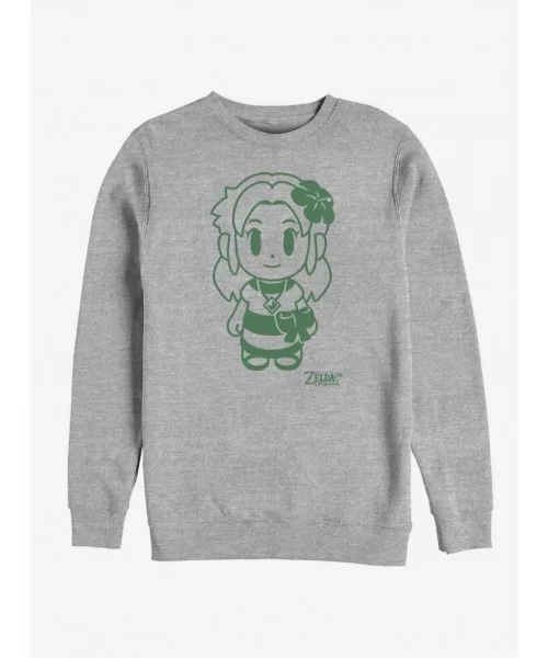 Big Sale Nintendo The Legend of Zelda: Link's Awakening Marin Avatar Outline Sweatshirt $13.28 Sweatshirts