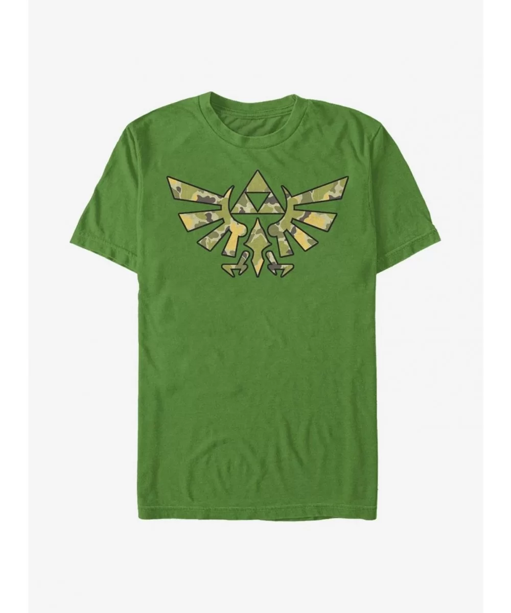 Pre-sale The Legend Of Zelda Camo Crest T-Shirt $5.75 T-Shirts