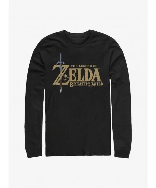 Pre-sale The Legend Of Zelda Breath Of The Wild Logo Long-Sleeve T-Shirt $10.00 T-Shirts