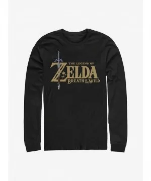 Pre-sale The Legend Of Zelda Breath Of The Wild Logo Long-Sleeve T-Shirt $10.00 T-Shirts