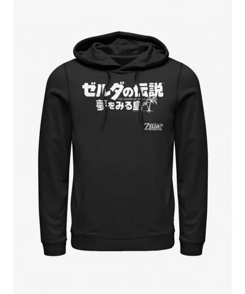 Seasonal Sale Nintendo The Legend of Zelda: Link's Awakening Japanese Logo Hoodie $13.29 Hoodies