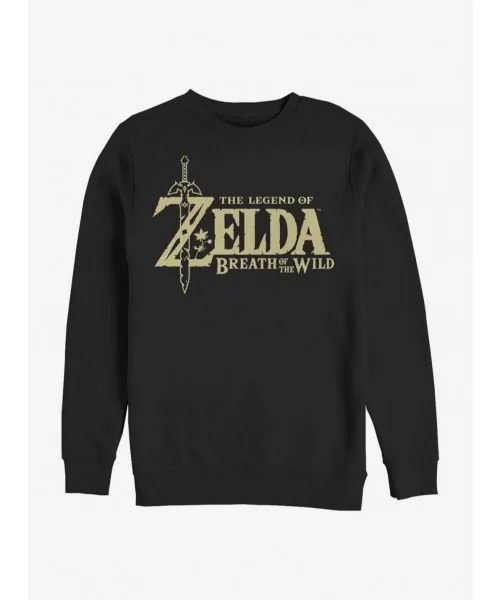 Trendy The Legend Of Zelda Breath Of The Wild Logo Crew Sweatshirt $10.92 Sweatshirts