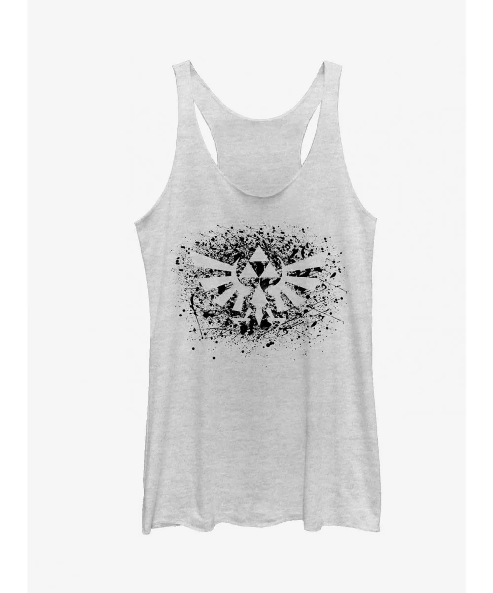 Limited-time Offer Nintendo Legend of Zelda Triforce Paint Splatter Print Girls Tanks $6.22 Tanks