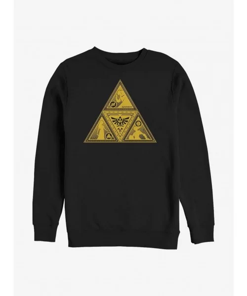 Discount Sale Nintendo Zelda Silhouette Triforce Crew Sweatshirt $11.22 Sweatshirts