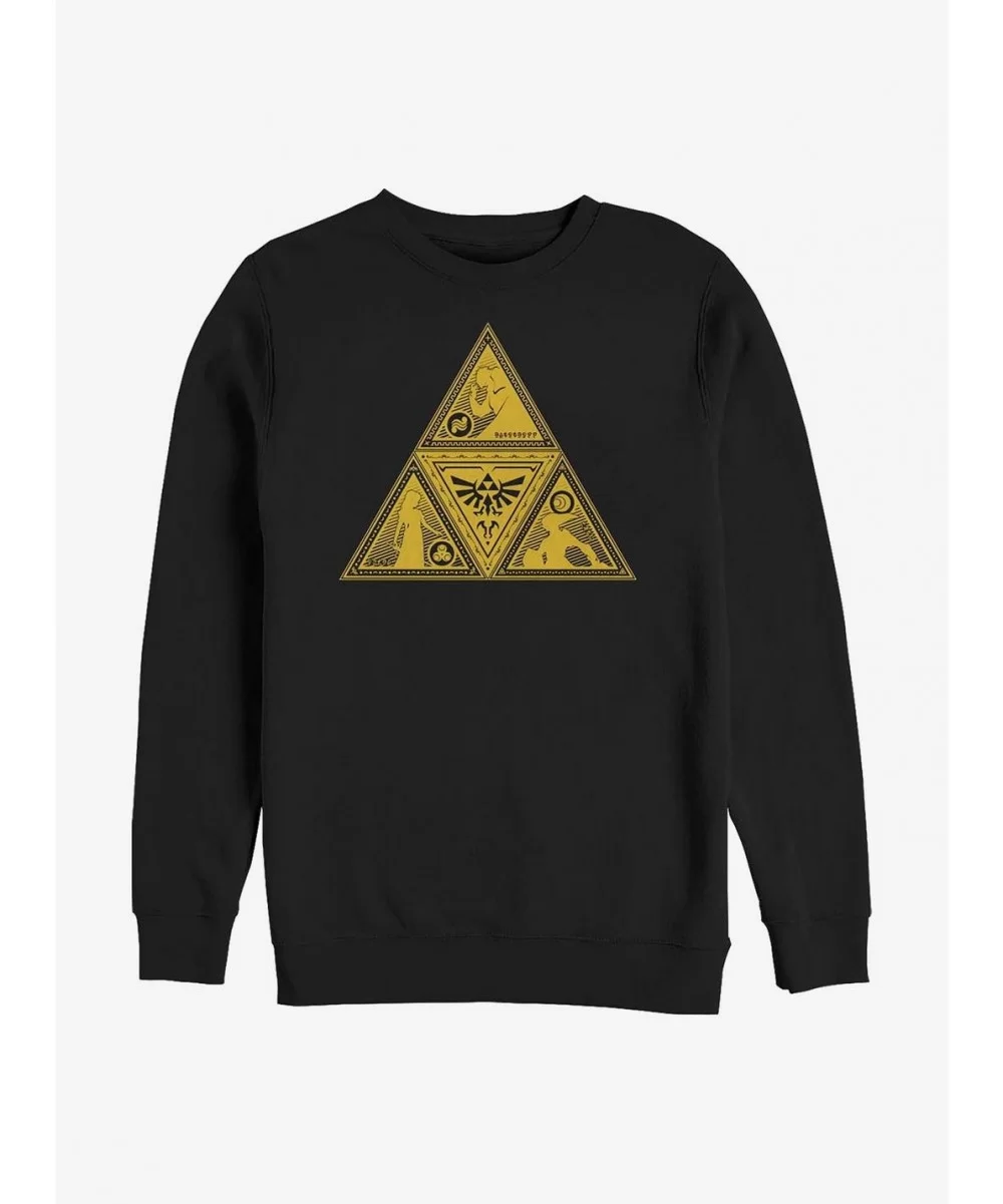 Discount Sale Nintendo Zelda Silhouette Triforce Crew Sweatshirt $11.22 Sweatshirts