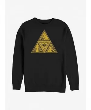 Discount Sale Nintendo Zelda Silhouette Triforce Crew Sweatshirt $11.22 Sweatshirts