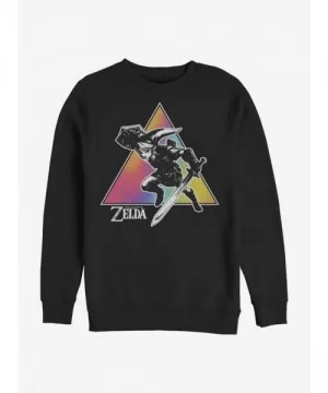 Clearance The Legend Of Zelda Tie Dye Link Silhouette Crew Sweatshirt $14.17 Sweatshirts