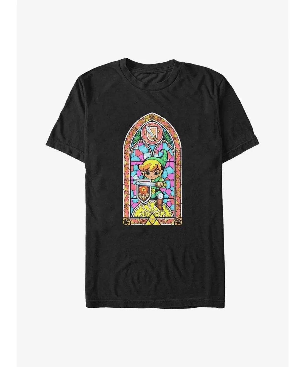 Low Price The Legend of Zelda Bright Stained Glass Link Window Big & Tall T-Shirt $10.05 T-Shirts