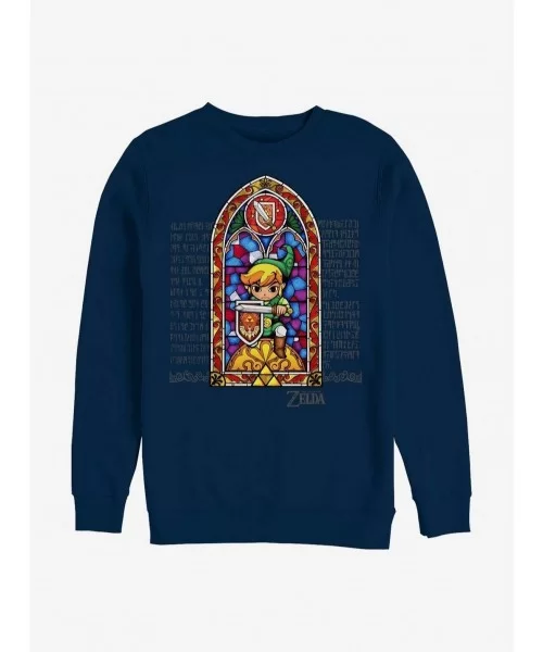 Pre-sale Discount Nintendo Zelda Stained Glass Crew Sweatshirt $8.86 Sweatshirts