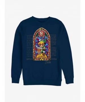 Pre-sale Discount Nintendo Zelda Stained Glass Crew Sweatshirt $8.86 Sweatshirts