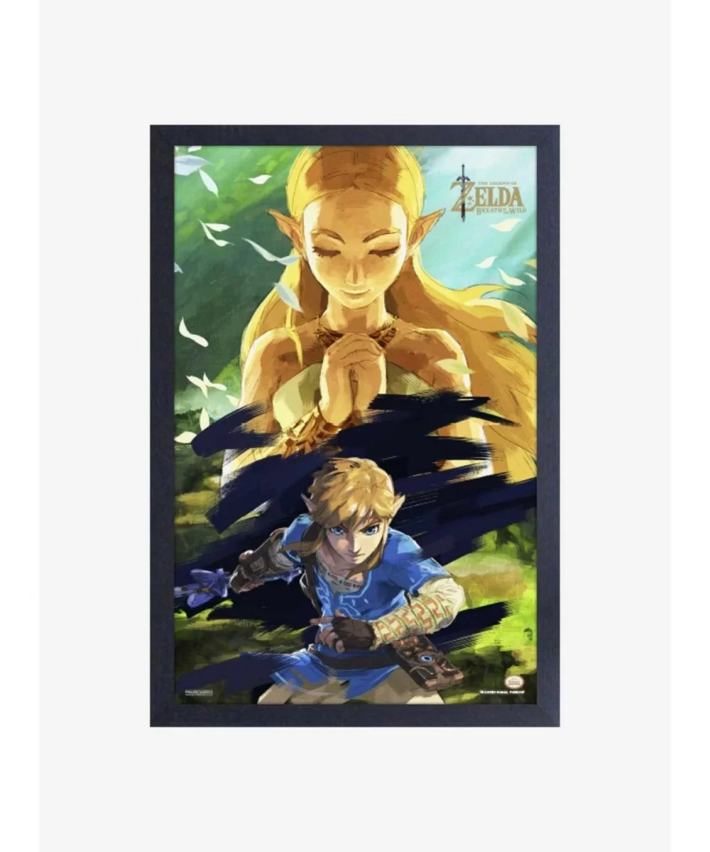 Discount Sale Nintendo Legend of Zelda Breath of the Wild Zelda & Link Framed Wood Wall Art $9.46 Others