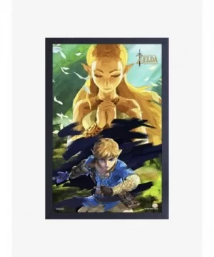 Discount Sale Nintendo Legend of Zelda Breath of the Wild Zelda & Link Framed Wood Wall Art $9.46 Others