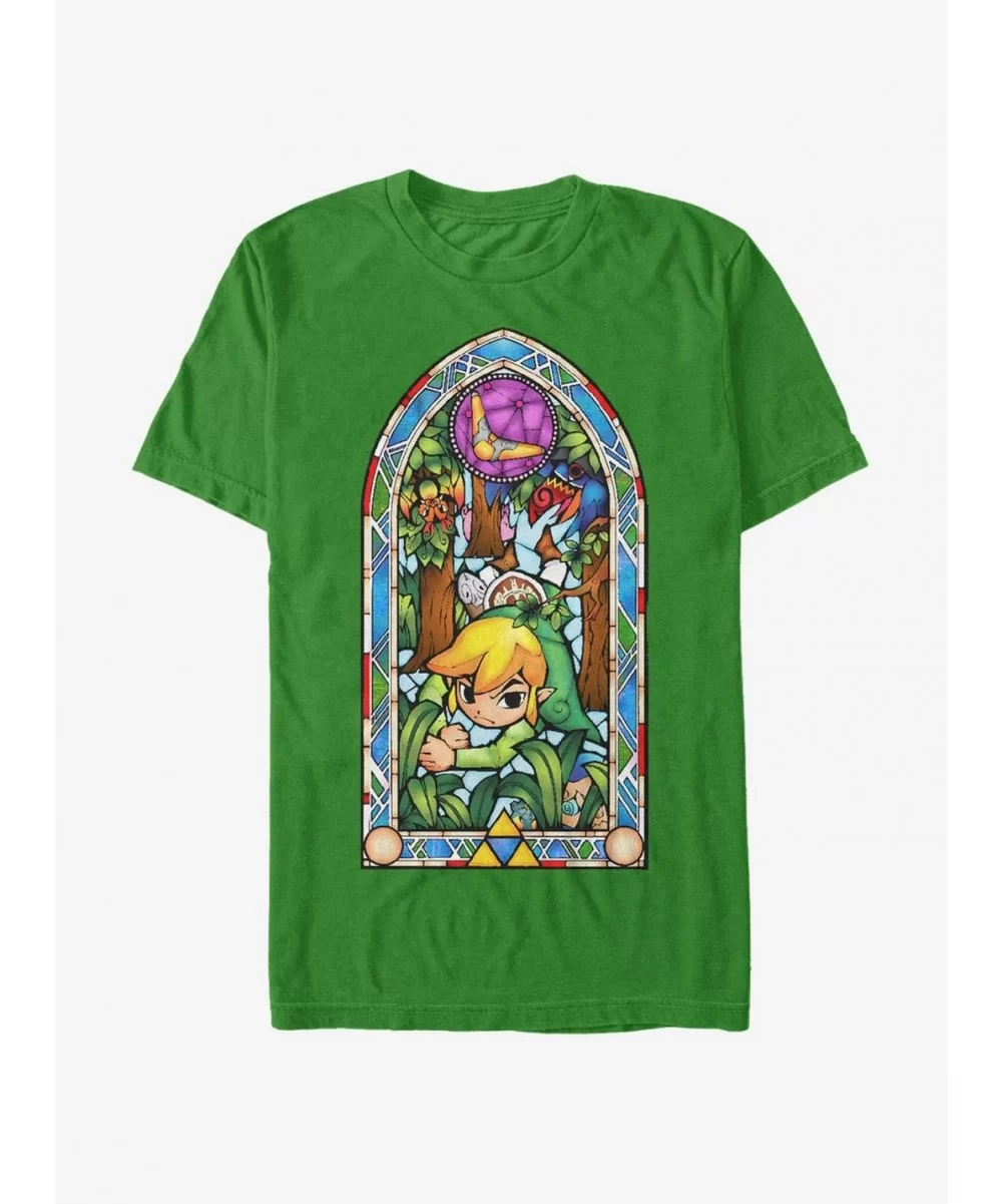 Bestselling Nintendo Legend of Zelda Stained Glass Forest T-Shirt $6.68 T-Shirts