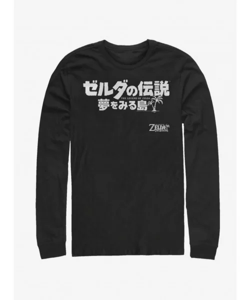 Flash Sale Nintendo The Legend of Zelda: Link's Awakening Japanese Logo Long-Sleeve T-Shirt $10.00 T-Shirts