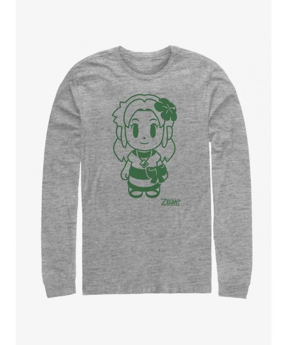 Sale Item Nintendo The Legend of Zelda: Link's Awakening Marin Avatar Outline Long-Sleeve T-Shirt $11.05 T-Shirts