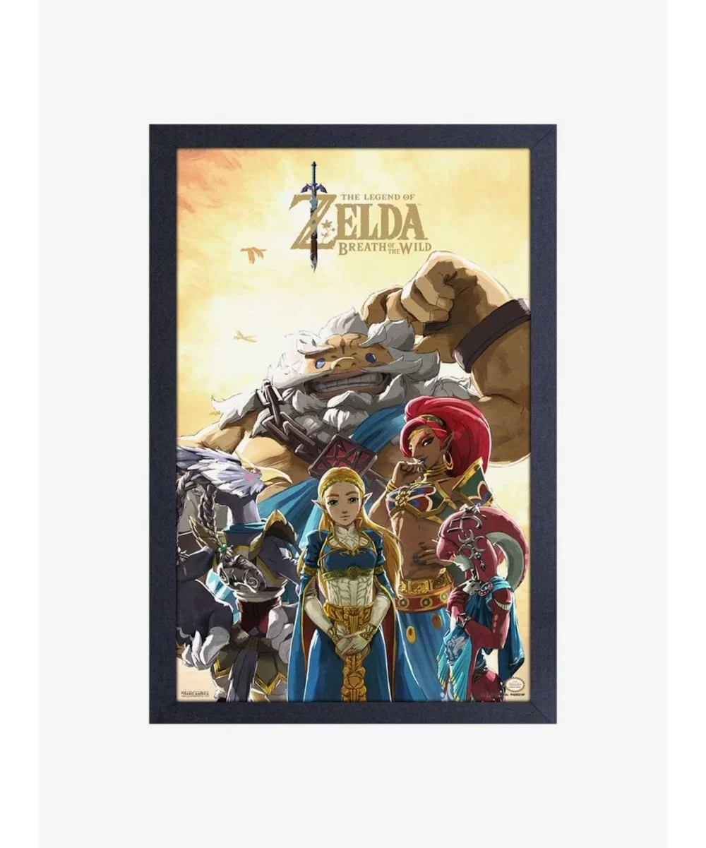 New Arrival Nintendo Legend of Zelda Breath of the Wild Zelda & Champions Framed Wood Wall Art $8.96 Others