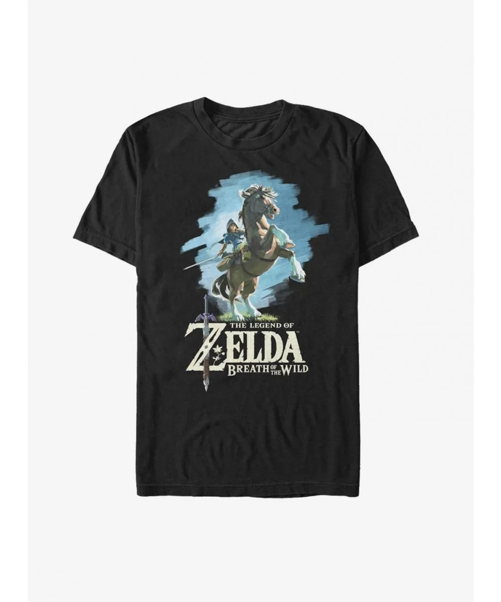 New Arrival Nintendo Legend of Zelda Breath of the Wild Link Epona T-Shirt $6.83 T-Shirts