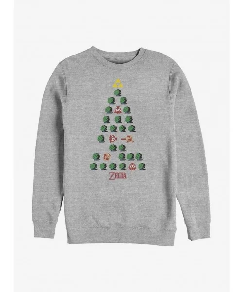 Exclusive Nintendo The Legend Of Zelda Christmas Tree Crew Sweatshirt $11.51 Sweatshirts