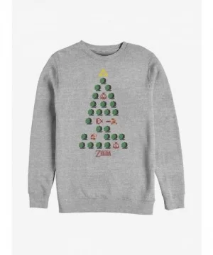 Exclusive Nintendo The Legend Of Zelda Christmas Tree Crew Sweatshirt $11.51 Sweatshirts