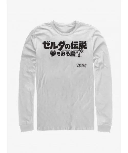 Huge Discount Nintendo The Legend of Zelda: Link's Awakening Japanese Logo Long-Sleeve T-Shirt $8.95 T-Shirts