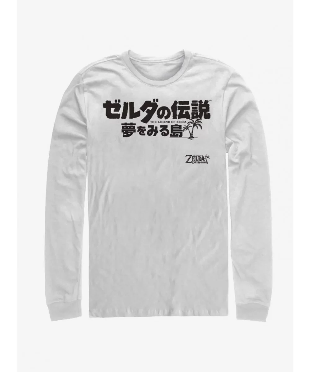 Huge Discount Nintendo The Legend of Zelda: Link's Awakening Japanese Logo Long-Sleeve T-Shirt $8.95 T-Shirts