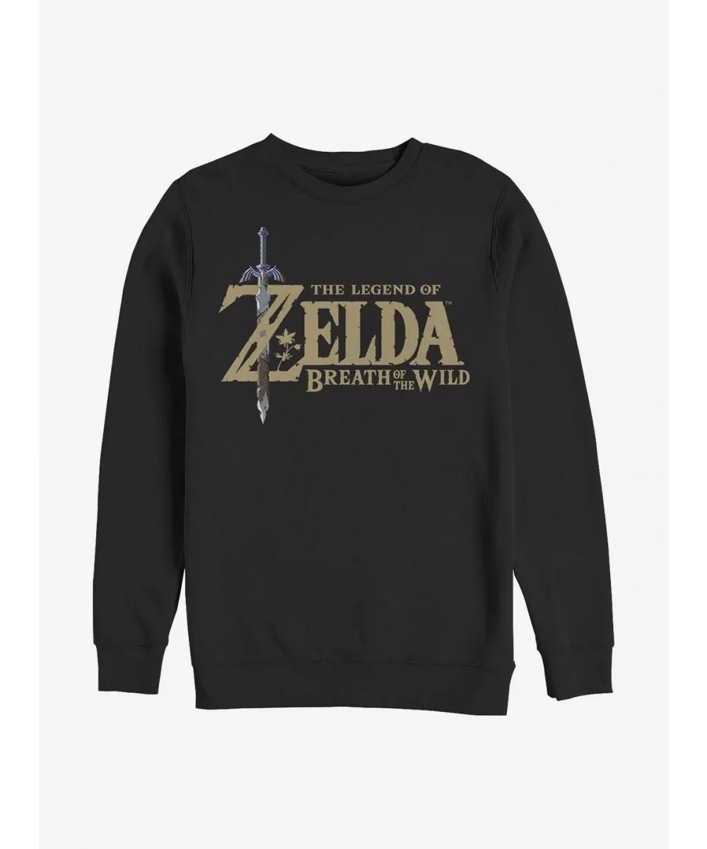 Flash Deal Nintendo Zelda Breath Of The Wild Logo Crew Sweatshirt $9.45 Sweatshirts