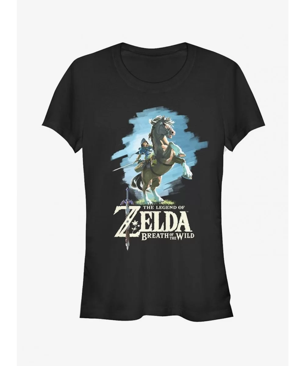 Fashion Nintendo Legend of Zelda Breath of the Wild Link Epona Girls T-Shirt $5.02 T-Shirts