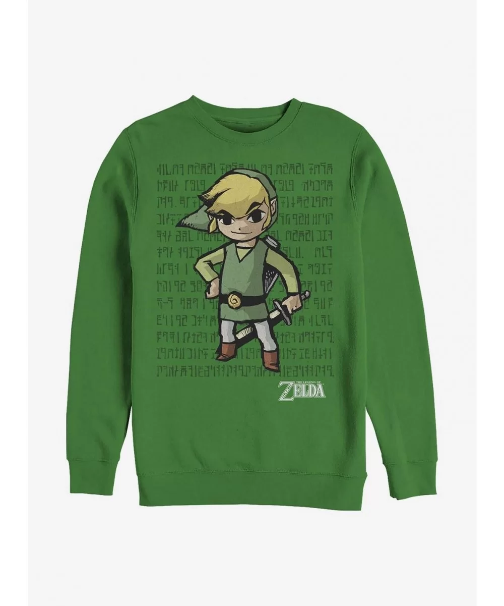 Discount Nintendo Zelda Link Pose Crew Sweatshirt $10.92 Sweatshirts