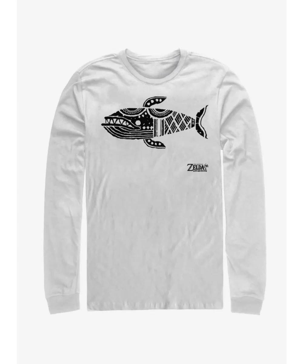 Pre-sale Discount Nintendo The Legend of Zelda: Link's Awakening Whale Glyph Long-Sleeve T-Shirt $9.48 T-Shirts